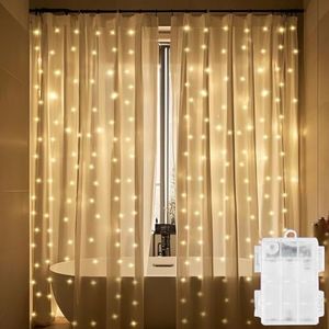 Solhice Fairy Lights for Shower Curtain, 72 x 72 Inches Battery Operated Waterproof Christmas Curtain String Lights with 10 Hooks for Bathroom, 180 LEDs Indoor Outdoor Decor (NO Curtain)
