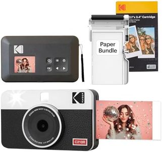 KODAK Mini Shot 2 Retro 4PASS 2-in-1 Instant Camera and Photo Printer (2.1x3.4 inches) + 38 Sheets Bundle (8 Initial Sheets + 30 Sheets Pack), White