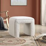 Get Set Style Vanity Stool Chair,Boucle Ottoman Foot Stool Modern Ottoman Footstool with Wood Legs Sofa Bench Extra Seating for Living Room, Entryway, Office (Fully Assembled)