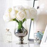 JOYHAZE 8 Pcs Artificial Peonies, Silk Single Stem Peony Fake Flowers for Wedding Home Office Party Window Decor, Table Centerpieces, DIY Floral Arrangements, White