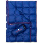 Get Out Gear Down Camping Blanket - Lightweight Warm and Packable | Ideal for Backpacking,Travel, Festivals, Beach, Hammock | 650 Fill Power Water-Resistant Backpacking Quilt (Blue/Red)