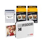 KODAK Mini 3 Retro 4PASS Portable Photo Printer (7.5 x 7.5 cm) + Pack of 68 Sheets, White