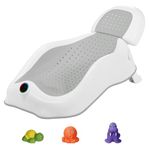 Baby Bath Support-Baby Bath Seat 0-6 Months Newborn Bath Seat with Thermometer 3 Bath Toys,Foldable Baby Bath Seat Newborn Baby Essentials Newborn Essentials,Baby Bath Cushion Baby Bath Insert