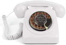 MCHEETA Corded Phone, Roary Phone for Landline, Retro Analog Telephone with Redial Function, Desk Phone for Home Office Hotel School, Vintage Style (White)