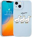 JOYLAND Funny Duck Phone Case for iPhone 13, Cartoon Doubt Duck Cute Animal Design Kawaii Blue Case, Soft Silicone Full Body Protection Cell Phone Case for Girls Boys Women, 6.1 Inch