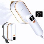 Travel Clothes Steamer Portable Iron - LCD Screen 2 in 1 Powerful Steam Clothing 150ML Wrinkles Remover for Garments,3 Steam Levels Output,10S Fast Heat-up,Iron for Travel,Home,Office（White）