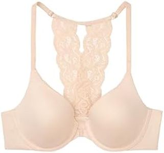 Victoria's Secret Lace Racerback Push Up Bra, Plunge Neck, Front Close, Smoothing (32B-38DDD)…, Champagne, 32DD