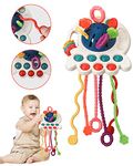 Baby Sensory Toys 6-12-18 Months, Montessori Toys for 1 Year Old, Octopus Silicone Pull String Infant Toys, Kids Bath Teething Toys for Toddlers 1-3, Christmas Birthday Gifts for Boys and Girls