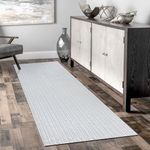 EARTHALL Boho Runner Rug 2x6 Ft Washable Runners for Hallways Cotton Rubber Backed Kitchen Runner Braided Floor Carpet Runners for Entryway, Hall, Kitchen, Bedroom, Light Gray/White