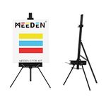 MEEDEN Art Easel Stand for Painting & Display, Premium Aluminum Painting Easel, Portable Paint Easel for Canvas Painting, Floor Easel with Swing-out Palette Holder & Brush Rest, Hold Canvas Up to 34"