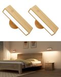 DetarZinLED Battery Operated Wall Sconces,Magnetic Wall Lights Indoor with 50 LED,Touch Control Dim 360°Rotation,4000mAh Rechargeable Wireless Wall Lamp for Bedroom,Living Room(2 Pack)