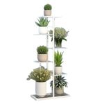 FUFU HANDICRAFT Plant Stand with Pot Display Rack, 7 Tiers, Made of Wrought Iron, Tall Plant Flower Shelf for Balcony Living Room Outdoor Interior Home Outdoor Decor (White)