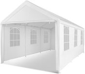 Abba Patio Carport 10×20, Large Portable Garage, All-Season Carport with Roll-up Ventilated Windows and Removable Sidewalls, Waterproof UV Resistant for Cars Vehicles Trucks Boats, 8 Legs, White