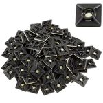 100 Pack of Black Cable Tie Bases - 19mm x 19mm (3/4") - Premium Adhesive Fixing Mounts by Gocableties…