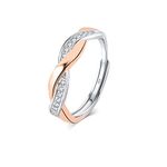 Thumb Rings for Women 925 Sterling Silver Rings Adjustable Rings for Women Rose Gold Rings Girls sterling silver cubic zirconia Twist Ring Infinity Wedding Promise Ring Gift for Christmas