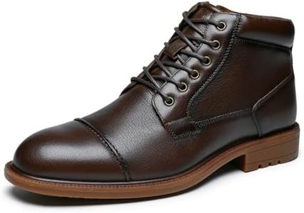 Arkbird Mens Oxford Leather Dress Boots Classic Cap Toe Side Zip Mid Top Casual Ankle Boots for Men
