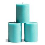 CANDWAX 3x4 Pillar Candles Set of 3 - Decorative Candles Unscented and No Drip Candles - Ideal as Wedding Candles or Large Candles for Home Interior - Turquois Candles