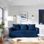 Wakefit Sofa | 1 Year Warranty | Sofa Set for Living Room, Sofa Set, Sofa 3 Seater, Wooden Sofa Set for Living Room, Couch Sofa for Living Room, Diwali Gifts - Solatio (Fabric, Dark Blue)