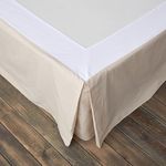 BISELINA French Linen Wrap Around Bed Skirt with Pleated Corner 18-Inch Tailored Drop Natural Flax Cotton Blend Basic Soft Cozy (18" Queen, Linen)