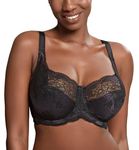 PANACHE Women's Clara Balconnet Lace Bra, Black Charcoal, 36HH