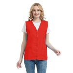 TOPTIE Adult Volunteer Activity Vest Supermarket Uniform Vests Clerk Workwear-Red-L