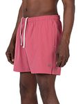 Layer 8 Men's Swim Shorts 5 Inch Inseam Gym to Swim Trunks Athletic Fit with Zip Back Pocket and Side Pockets, Red Moscato, X-Large