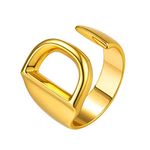 Suplight Initial Signet Ring D, Yellow Gold A-Z Alphabet Capital Letter Ring, Large Rings Jewelry, Personalized Ring for Mon, Statement Rings for Women Fashion