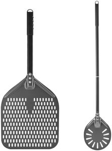 Newmeto 12 Inch + 6 Inch Perforated Pizza Peel Set, Pizza Turning Peel with Metal Handle, Pizza Spatula Paddle for Homemade Pizza Oven Accessories