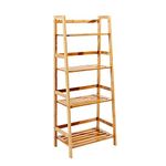 DlandHome Bamboo 4-Tier Multifunctional Storage Rack Stand, Bathroom Shelf, Book Shelf Storage Rack, Plants Stand Display Shelf HSJ-02