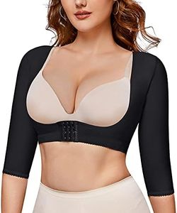 MICOHPKLE Women Arm Shaper Compression Sleeve Lipo Post Surgical Slimmer Faja Top Posture Corrector Shapewear Body Shaper, Black, Small