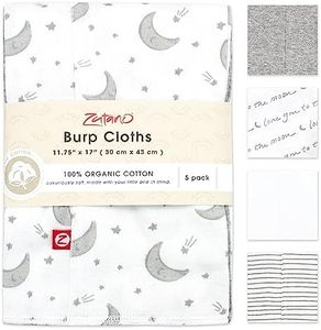Zutto 5-Pack Organic Burp Cloths for Baby Girl & Boy, Large Cotton Burping Cloths for Babies | Absorbent Baby Spit-Up Rags | Gender Neutral Burp Clothes | Newborn Essentials, Love You to The Moon