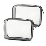 FIYUK 2pcs Clear Travel Toiletry Bag Makeup Cosmetic Bag Portable Waterproof Transparent Storage