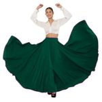 JYESHTA Women's American Crepe Blooming Flared Long for Traditional Stitched A-line Flare Skirt for Girls with 12 Meter Flare 40inch Height (in, Alpha, M, Regular, Green)