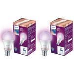 PHILIPS Wiz Smart WI-Fi LED Bulb B22 12-Watt, 16 Million Colors , Compatible with Amazon Alexa and Google Assistant- (Pack of 2), Multicolour