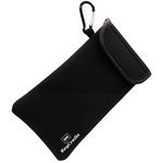 KeyCradle Phone Sock - Neoprene Mobile Phone Pouch Protects Phones up to 7 Inches - Includes x2 Carabinas, Neck Lanyard, and Wrist Strap - Black