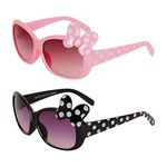 ALNA-TURA Non-Polarized Sunglasses For Kids Cat Eye Butterfly Kids Goggles, Modern Stylish Fashionable Eyewears For Girls Colourful Pack Of 2 (Pink & Black)