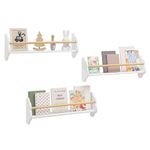 WOLTU Kids Wall Shelves Pack of 3 Floating Shelves Kids Bookshelf, Children’s Bookcase Wall Mounted Book Storage Unit, Toy Organiser Cloud Shape Nursery Wall Shelves, White, KR025ws65