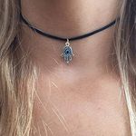 Larancie Black Choker Necklace Blue Evil Eye Pendant Necklace Chain Chokers Jewelry Bohemian Necklace for women and Girls