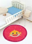 Saral Home Baby Shark Soft Microfiber Round Mat (Pink, 60X60 CM)