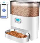 HoneyGuaridan 6L Automatic Cat Feeder, 2.4G WiFi Enabled Smart Feed Automatic Pet Feeder for Cats & Dogs, Timed Pet Food Dispenser with Stainless Steel Bowl APP Control, 10s Voice Recorder