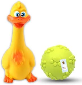 Foodie Puppies Dog Squeaky Chew Latex Toy Combo (Claw Ball + Yellow Duck) | Non-Toxic Durable Interactive Teething Play Toy | Sound Fetch Soft & Safe Chewing Toy for Small Dogs & Puppies