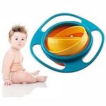 OFKP® Baby Rotate Spill-Proof Bowl Funny Kids 360 Dgree Rotation Gyroscope Trainning Tableware with Lid Blue and Orange