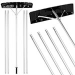 Gisafai Snow Roof Rake Roof Snow Removal Tool with 5 Section Tubes 25 Inch Blade Adjustable 4.8-20 ft Reach Aluminum Roof Shovel Rugged Snow Slide for Single Cabins Car Roof