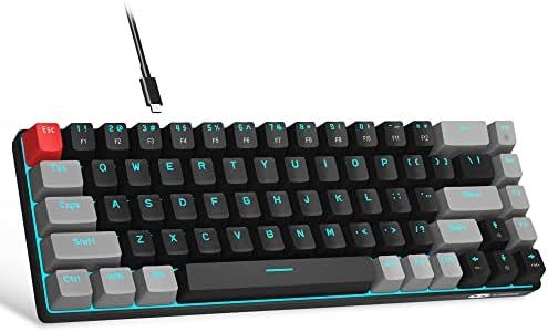 Portable 60% Mechanical Gaming Keyboard, MageGee MK-Box LED Backlit Compact 68 Keys Mini Wired Office Keyboard with Red Switch for Windows Laptop PC Mac - Black/Grey