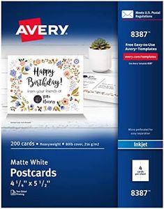 Avery Postcards for Inkjet Printers, Matte, 5.5 x 4.25 Inches, White, Box of 200 (08387)