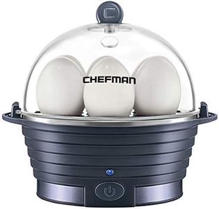 Chefman Electric Egg Cooker Boiler, Rapid Poacher, Food & Vegetable Steamer, Quickly Makes Up to 6, Hard, Medium or Soft Boiled, Poaching/Omelet Tray Included, Ready Signal, BPA-Free, Midnight Blue