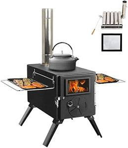 UNDUSLUY Outdoor Portable Wood Burning Stove, Heating Burner Stove for Tent,Camping, Ice-fishing, Cookout, Hiking, Travel, Includes Pipe Tent Stove+Tent Stove Jack