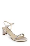 Jewel Badgley Mischka Women's Dagny Heeled Sandal, Champagne Satin, 9