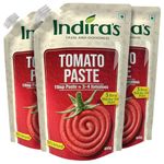 Indira’s Tomato Paste, 3X Thicker Than Tomato Puree (450g,Pack of 3), Add Rich Flavour & Colour of 100% Ripe Tomatoes to Make Your Dishes Tastier with Ease.