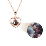 AVINVAN Photo Necklace 925 Sterling Silver Personalised Projection Necklace with Picture Inside Charm Customised Heart Pendant Present for Women Mum Girls Wife Birthday (Heart02-rose gold)